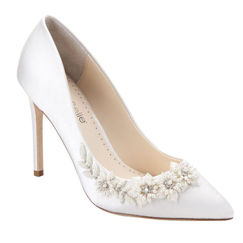 Jasmine 3D Pearl Sculpture Floral Wedding Shoes | Bella Belle