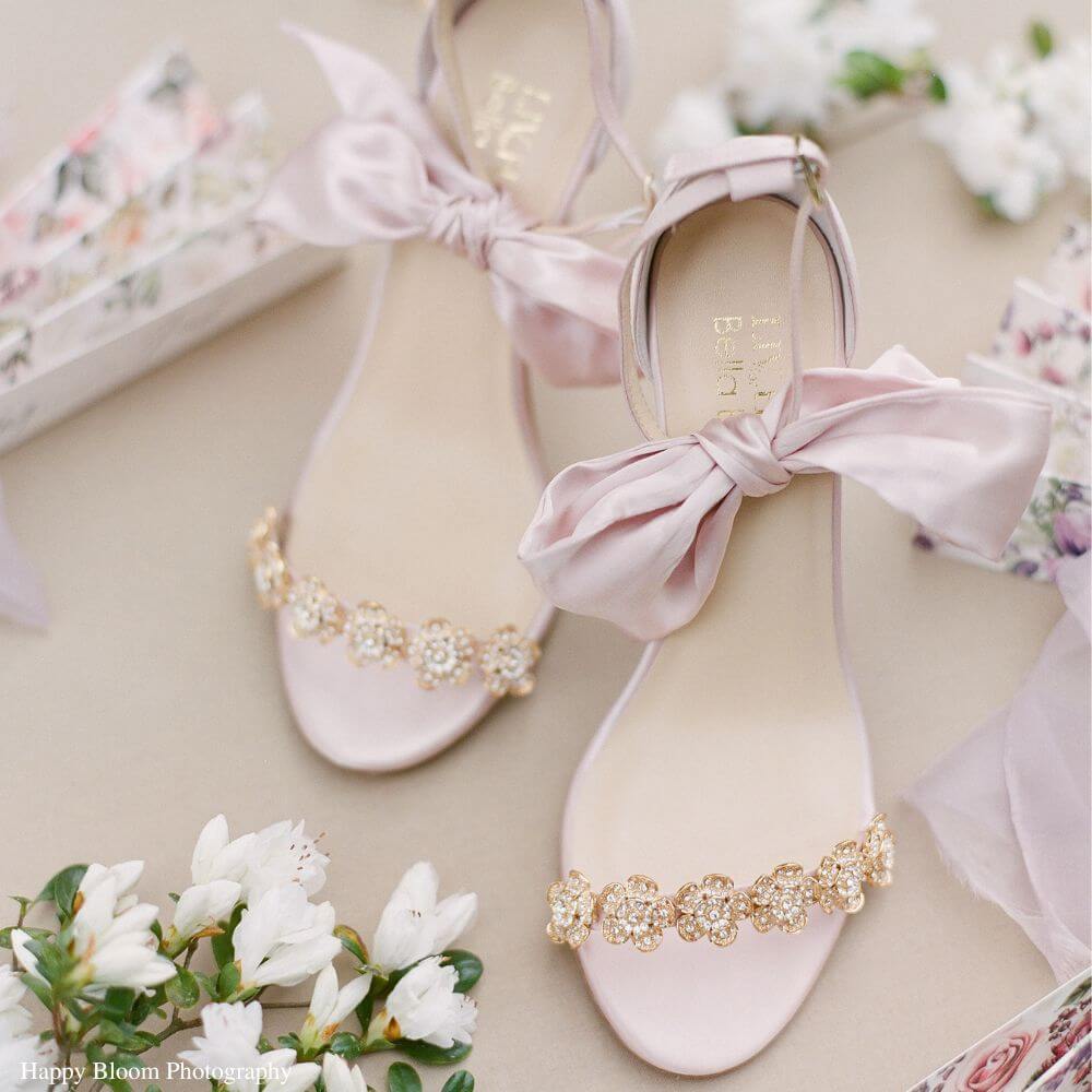 Pink flat best sale shoes wedding