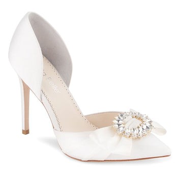 Ivory D’Orsay Pump Crystal Brooch Wedding Shoes | Bella Belle