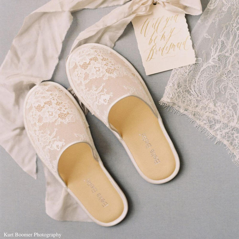 White bridal hot sale slippers