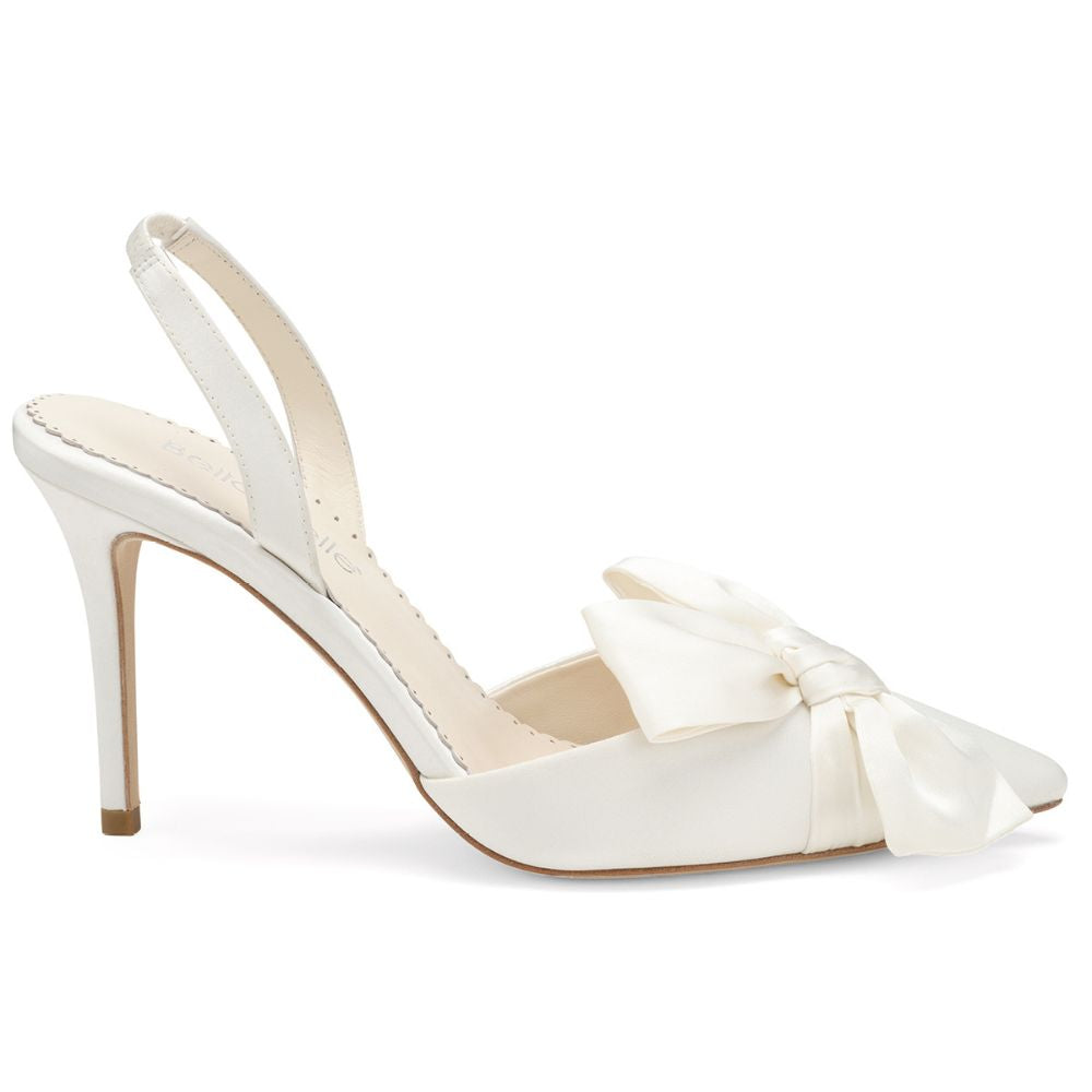 Pointed Toe Wedding Slingback Heels with Bow | Bella Belle