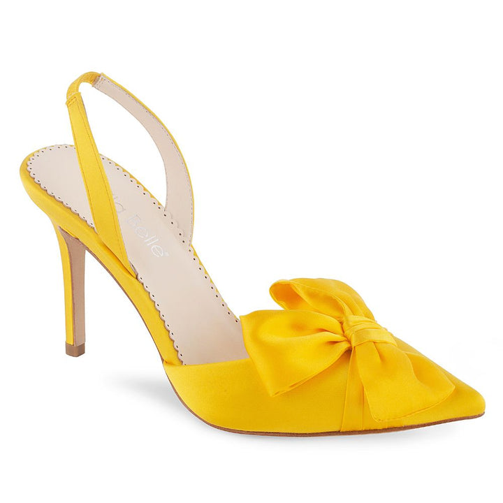 Yellow Slingback Heels with Asymmetric Bow Bella Belle