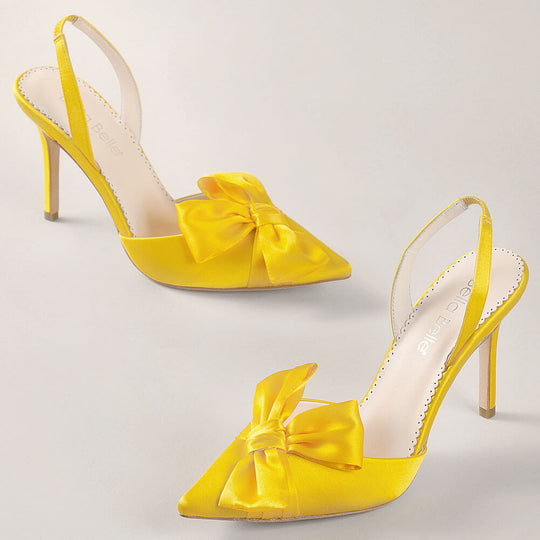 Women's Yellow Pointed Toe Stiletto Pumps High Heels