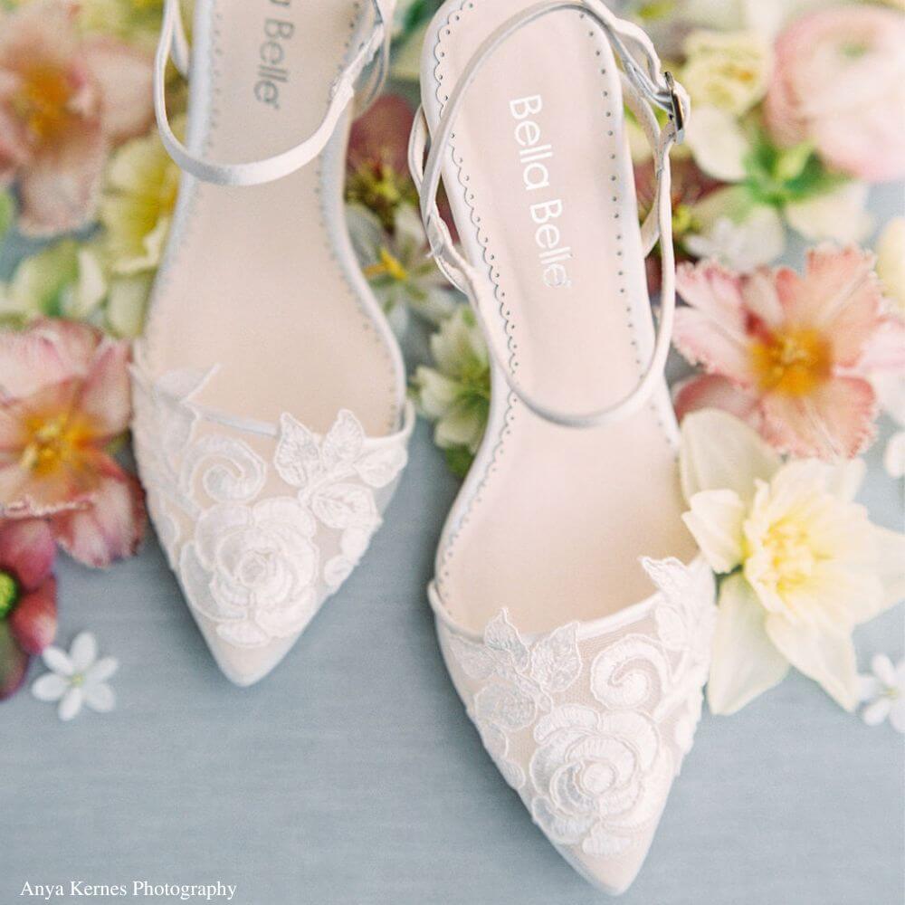 Flower clearance embroidered heels