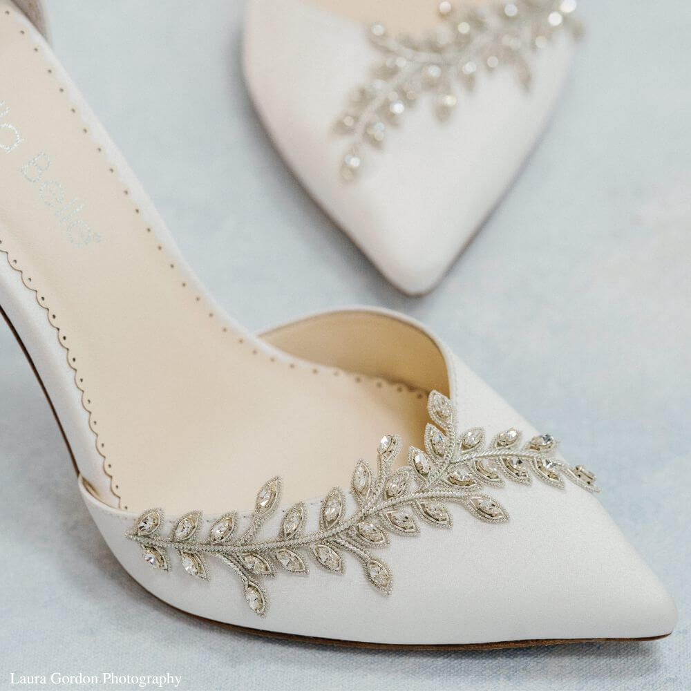 White bridal outlet pumps